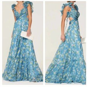 Ieena for Mac Duggal Ruffle Shoulder Gown size 6